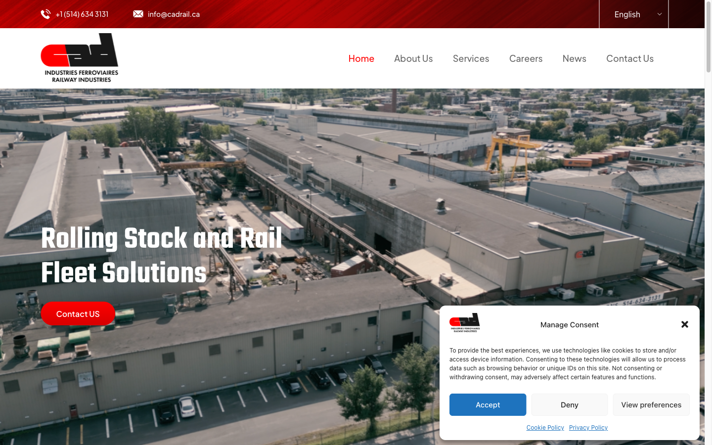 CAD Railway Industries website screenshot